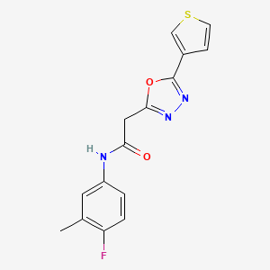 molecular formula C15H12FN3O2S B2761101 N-(4-fluoro-3-methylphenyl)-2-(5-(thiophen-3-yl)-1,3,4-oxadiazol-2-yl)acetamide CAS No. 1286713-39-0
