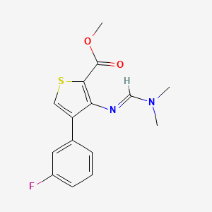 molecular formula C15H15FN2O2S B2761109 methyl 3-{[(1E)-(dimethylamino)methylene]amino}-4-(3-fluorophenyl)thiophene-2-carboxylate CAS No. 1785932-85-5