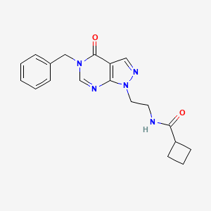 molecular formula C19H21N5O2 B2761113 N-(2-{5-benzyl-4-oxo-1H,4H,5H-pyrazolo[3,4-d]pyrimidin-1-yl}ethyl)cyclobutanecarboxamide CAS No. 1172381-43-9