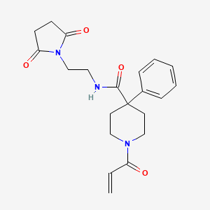 molecular formula C21H25N3O4 B2761122 N-[2-(2,5-Dioxopyrrolidin-1-yl)ethyl]-4-phenyl-1-prop-2-enoylpiperidine-4-carboxamide CAS No. 2198465-51-7