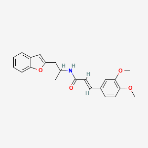 molecular formula C22H23NO4 B2761123 (E)-N-(1-(benzofuran-2-yl)propan-2-yl)-3-(3,4-dimethoxyphenyl)acrylamide CAS No. 2034997-51-6