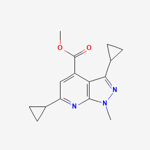 molecular formula C15H17N3O2 B2761133 methyl 3,6-dicyclopropyl-1-methyl-1H-pyrazolo[3,4-b]pyridine-4-carboxylate CAS No. 938006-49-6