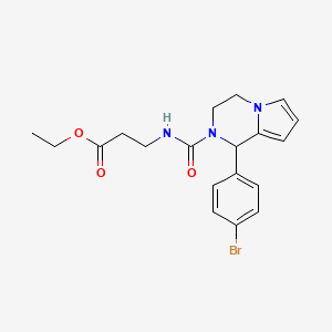 molecular formula C19H22BrN3O3 B2761149 Ethyl 3-(1-(4-bromophenyl)-1,2,3,4-tetrahydropyrrolo[1,2-a]pyrazine-2-carboxamido)propanoate CAS No. 899750-15-3