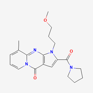 molecular formula C20H24N4O3 B2761154 1-(3-methoxypropyl)-9-methyl-2-(pyrrolidine-1-carbonyl)pyrido[1,2-a]pyrrolo[2,3-d]pyrimidin-4(1H)-one CAS No. 902043-71-4