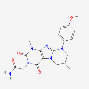 molecular formula C19H22N6O4 B2761164 2-[9-(4-methoxyphenyl)-1,7-dimethyl-2,4-dioxo-7,8-dihydro-6H-purino[7,8-a]pyrimidin-3-yl]acetamide CAS No. 848670-58-6