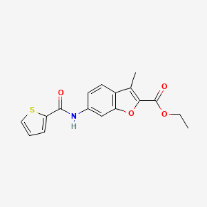 molecular formula C17H15NO4S B2761170 ETHYL 3-METHYL-6-(THIOPHENE-2-AMIDO)-1-BENZOFURAN-2-CARBOXYLATE CAS No. 923686-01-5
