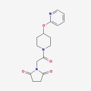 molecular formula C16H19N3O4 B2761171 1-(2-Oxo-2-(4-(pyridin-2-yloxy)piperidin-1-yl)ethyl)pyrrolidine-2,5-dione CAS No. 1428352-92-4