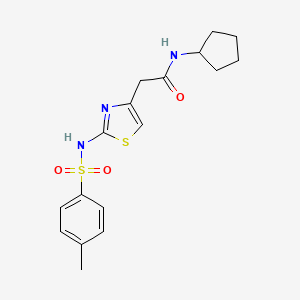 molecular formula C17H21N3O3S2 B2761172 N-cyclopentyl-2-(2-(4-methylphenylsulfonamido)thiazol-4-yl)acetamide CAS No. 922047-13-0
