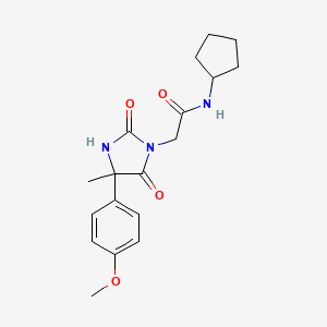 molecular formula C18H23N3O4 B2761173 N-cyclopentyl-2-[4-(4-methoxyphenyl)-4-methyl-2,5-dioxoimidazolidin-1-yl]acetamide CAS No. 956812-57-0