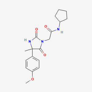 molecular formula C18H23N3O4 B2761173 N-cyclopentyl-2-(4-(4-methoxyphenyl)-4-methyl-2,5-dioxoimidazolidin-1-yl)acetamide CAS No. 956812-57-0