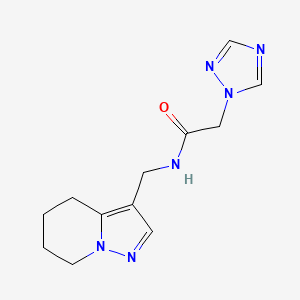 molecular formula C12H16N6O B2761177 N-({4H,5H,6H,7H-pyrazolo[1,5-a]pyridin-3-yl}methyl)-2-(1H-1,2,4-triazol-1-yl)acetamide CAS No. 2034454-04-9