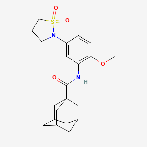 molecular formula C21H28N2O4S B2761199 N-[5-(1,1-dioxidoisothiazolidin-2-yl)-2-methoxyphenyl]adamantane-1-carboxamide CAS No. 946344-11-2