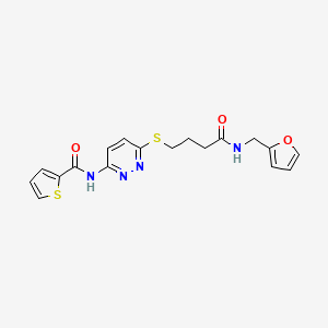 molecular formula C18H18N4O3S2 B2761202 N-(6-((4-((furan-2-ylmethyl)amino)-4-oxobutyl)thio)pyridazin-3-yl)thiophene-2-carboxamide CAS No. 1021226-14-1