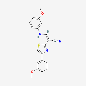 molecular formula C20H17N3O2S B2761203 (Z)-3-((3-methoxyphenyl)amino)-2-(4-(3-methoxyphenyl)thiazol-2-yl)acrylonitrile CAS No. 476675-83-9