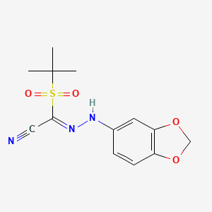 molecular formula C13H15N3O4S B2761206 (1Z)-N-(1,3-苯并二氧杂噻吩-5-基氨基)-1-叔丁基磺酰甲基亚胺腈 CAS No. 241127-27-5