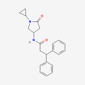 molecular formula C22H24N2O2 B2761209 N-(1-cyclopropyl-5-oxopyrrolidin-3-yl)-3,3-diphenylpropanamide CAS No. 1396584-47-6