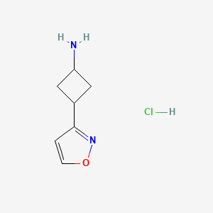 molecular formula C7H11ClN2O B2761211 3-(1,2-噁唑-3-基)环丁烷-1-胺；盐酸盐 CAS No. 2416235-11-3