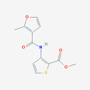 molecular formula C12H11NO4S B2761214 Methyl 3-{[(2-methylfuran-3-yl)carbonyl]amino}thiophene-2-carboxylate CAS No. 293327-12-5