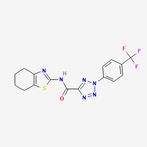 molecular formula C16H13F3N6OS B2761222 N-(4,5,6,7-tetrahydrobenzo[d]thiazol-2-yl)-2-(4-(trifluoromethyl)phenyl)-2H-tetrazole-5-carboxamide CAS No. 1396759-01-5