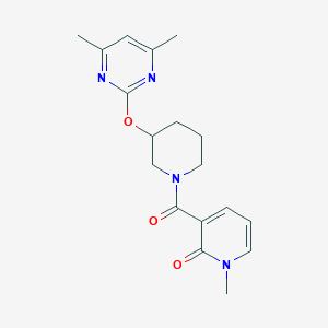 molecular formula C18H22N4O3 B2761227 3-(3-((4,6-dimethylpyrimidin-2-yl)oxy)piperidine-1-carbonyl)-1-methylpyridin-2(1H)-one CAS No. 2097888-14-5