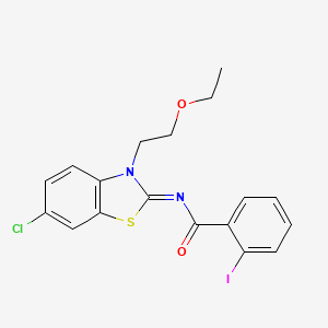 molecular formula C18H16ClIN2O2S B2761231 (Z)-N-(6-chloro-3-(2-ethoxyethyl)benzo[d]thiazol-2(3H)-ylidene)-2-iodobenzamide CAS No. 865162-60-3