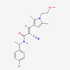 molecular formula C21H24BrN3O2 B2761234 (E)-N-[1-(4-Bromophenyl)ethyl]-2-cyano-3-[1-(2-methoxyethyl)-2,5-dimethylpyrrol-3-yl]prop-2-enamide CAS No. 1030732-97-8