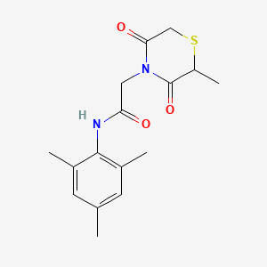 molecular formula C16H20N2O3S B2761276 2-(2-甲基-3,5-二氧代-噻吗啉-4-基)-N-(2,4,6-三甲基苯基)乙酰胺 CAS No. 868215-89-8