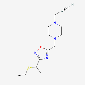molecular formula C14H22N4OS B2761280 1-({3-[1-(Ethylsulfanyl)ethyl]-1,2,4-oxadiazol-5-yl}methyl)-4-(prop-2-yn-1-yl)piperazine CAS No. 1797656-87-1