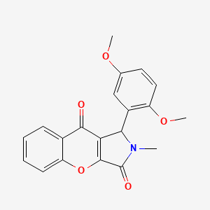 molecular formula C20H17NO5 B2761290 1-(2,5-Dimethoxyphenyl)-2-methyl-1,2-dihydrochromeno[2,3-c]pyrrole-3,9-dione CAS No. 874463-03-3