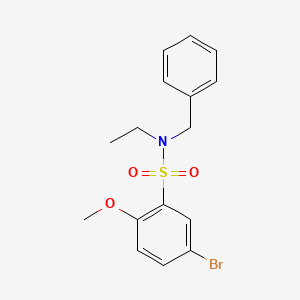 molecular formula C16H18BrNO3S B2761294 N-benzyl-5-bromo-N-ethyl-2-methoxybenzenesulfonamide CAS No. 1018058-48-4