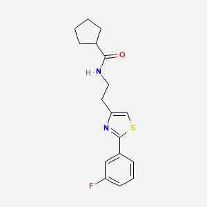 molecular formula C17H19FN2OS B2761296 N-[2-[2-(3-fluorophenyl)-1,3-thiazol-4-yl]ethyl]cyclopentanecarboxamide CAS No. 946251-57-6