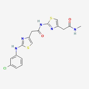 molecular formula C17H16ClN5O2S2 B2761298 2-(2-((3-chlorophenyl)amino)thiazol-4-yl)-N-(4-(2-(methylamino)-2-oxoethyl)thiazol-2-yl)acetamide CAS No. 1105217-82-0