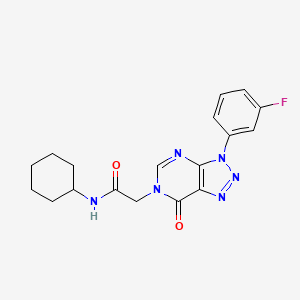 molecular formula C18H19FN6O2 B2761326 N-cyclohexyl-2-[3-(3-fluorophenyl)-7-oxo-3H,6H,7H-[1,2,3]triazolo[4,5-d]pyrimidin-6-yl]acetamide CAS No. 872590-56-2