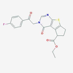 molecular formula C20H17FN2O4S B276133 ethyl 3-[2-(4-fluorophenyl)-2-oxoethyl]-4-oxo-3,5,6,7-tetrahydro-4H-cyclopenta[4,5]thieno[2,3-d]pyrimidine-5-carboxylate 