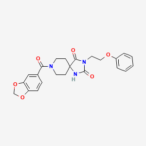 molecular formula C23H23N3O6 B2761381 8-(Benzo[d][1,3]dioxole-5-carbonyl)-3-(2-phenoxyethyl)-1,3,8-triazaspiro[4.5]decane-2,4-dione CAS No. 1021032-36-9