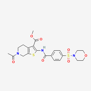 molecular formula C22H25N3O7S2 B2761388 methyl 6-acetyl-2-[4-(morpholine-4-sulfonyl)benzamido]-4H,5H,6H,7H-thieno[2,3-c]pyridine-3-carboxylate CAS No. 449769-17-9