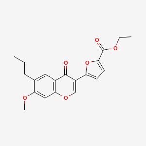 molecular formula C20H20O6 B2761406 Ethyl 5-(7-methoxy-4-oxo-6-propylchromen-3-yl)furan-2-carboxylate 