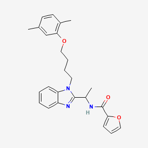 molecular formula C26H29N3O3 B2761425 N-(1-{1-[4-(2,5-dimethylphenoxy)butyl]-1H-1,3-benzodiazol-2-yl}ethyl)furan-2-carboxamide CAS No. 919972-50-2