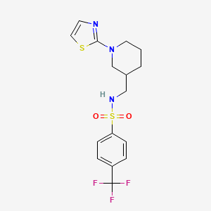 molecular formula C16H18F3N3O2S2 B2761434 N-{[1-(1,3-thiazol-2-yl)piperidin-3-yl]methyl}-4-(trifluoromethyl)benzene-1-sulfonamide CAS No. 1705995-39-6