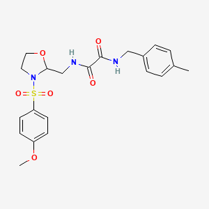 molecular formula C21H25N3O6S B2761447 N1-((3-((4-methoxyphenyl)sulfonyl)oxazolidin-2-yl)methyl)-N2-(4-methylbenzyl)oxalamide CAS No. 868981-17-3