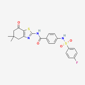 molecular formula C22H20FN3O4S2 B2761456 N-(5,5-dimethyl-7-oxo-4,5,6,7-tetrahydro-1,3-benzothiazol-2-yl)-4-(4-fluorobenzenesulfonamido)benzamide CAS No. 898466-87-0
