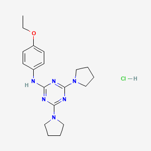 molecular formula C19H27ClN6O B2761464 N-(4-ethoxyphenyl)-4,6-bis(pyrrolidin-1-yl)-1,3,5-triazin-2-amine hydrochloride CAS No. 1179490-95-9