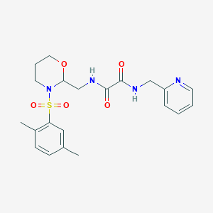 molecular formula C21H26N4O5S B2761467 N1-((3-((2,5-dimethylphenyl)sulfonyl)-1,3-oxazinan-2-yl)methyl)-N2-(pyridin-2-ylmethyl)oxalamide CAS No. 872724-42-0