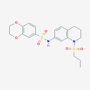 molecular formula C20H24N2O6S2 B2761524 N-[1-(propane-1-sulfonyl)-1,2,3,4-tetrahydroquinolin-7-yl]-2,3-dihydro-1,4-benzodioxine-6-sulfonamide CAS No. 946226-74-0