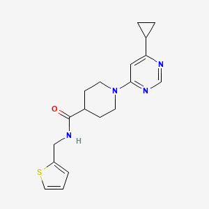 molecular formula C18H22N4OS B2761527 1-(6-cyclopropylpyrimidin-4-yl)-N-(thiophen-2-ylmethyl)piperidine-4-carboxamide CAS No. 1798673-25-2