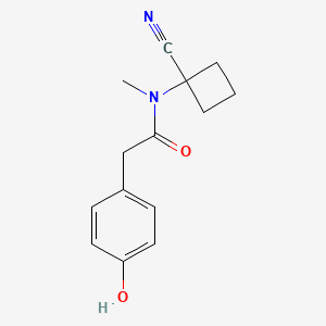 molecular formula C14H16N2O2 B2761533 N-(1-Cyanocyclobutyl)-2-(4-hydroxyphenyl)-N-methylacetamide CAS No. 1436157-71-9