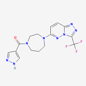 molecular formula C15H15F3N8O B2761536 1H-Pyrazol-4-yl-[4-[3-(trifluoromethyl)-[1,2,4]triazolo[4,3-b]pyridazin-6-yl]-1,4-diazepan-1-yl]methanone CAS No. 2380079-08-1