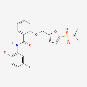 molecular formula C20H18F2N2O5S B2761563 N-(2,5-difluorophenyl)-2-{[5-(dimethylsulfamoyl)furan-2-yl]methoxy}benzamide CAS No. 1207040-89-8