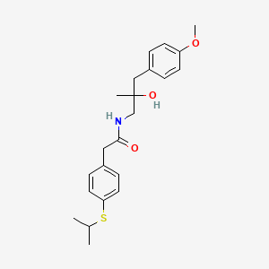 molecular formula C22H29NO3S B2761579 N-(2-hydroxy-3-(4-methoxyphenyl)-2-methylpropyl)-2-(4-(isopropylthio)phenyl)acetamide CAS No. 1448130-20-8
