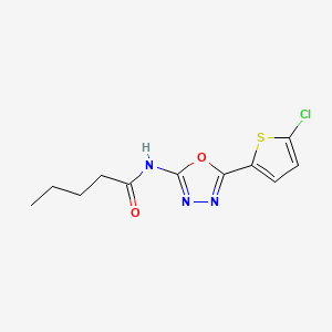 molecular formula C11H12ClN3O2S B2761613 N-[5-(5-chlorothiophen-2-yl)-1,3,4-oxadiazol-2-yl]pentanamide CAS No. 865543-67-5